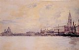 Canal Canvas Paintings - The Entrance to the Grand Canal Venice